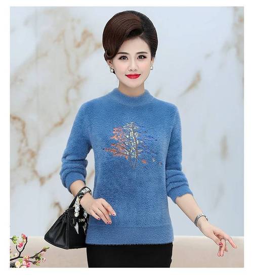 温州苍南厂家一手服装批发加厚休闲中老年羊毛衫4560妈妈装